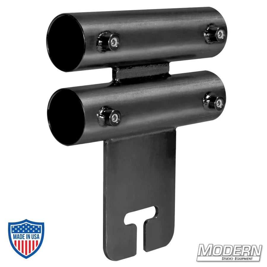 Narrow Over and Under Ear for 1-1/2" Speed-Rail® - Black Zinc with Set Screws, used for film grip rigging on gobo/grip head.