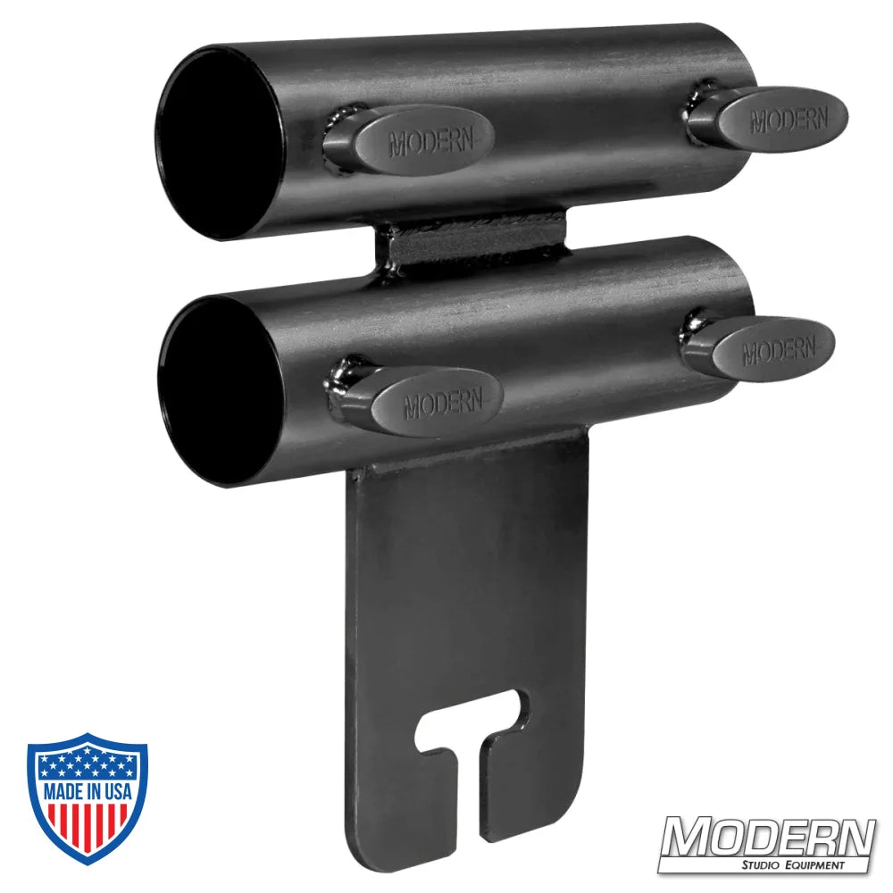 Narrow Over and Under Ear for 1-1/2" Speed-Rail® - Black Zinc with T-Handles for film grip and rigging equipment