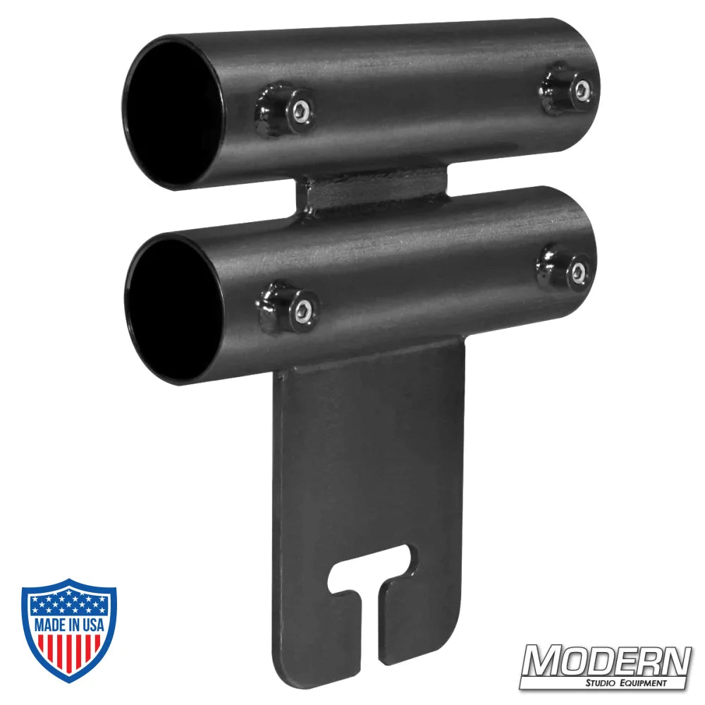 Narrow Over and Under Ear for 1-1/4" Speed-Rail® - Black Zinc with Set Screws, ideal for film grip and rigging applications.