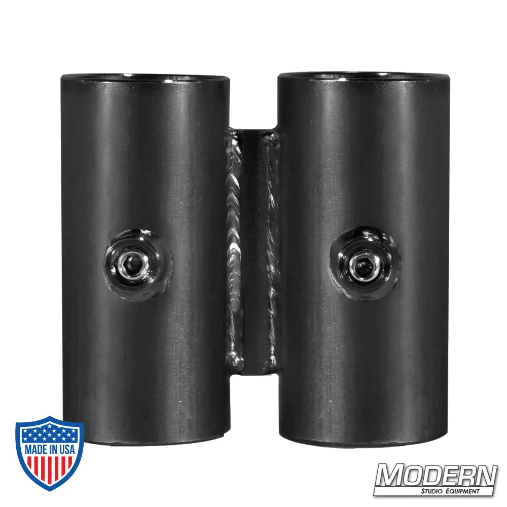 Narrow Over and Under for 1-1/4" Speed-Rail® - Black Zinc with Set Screws for film grip rigging