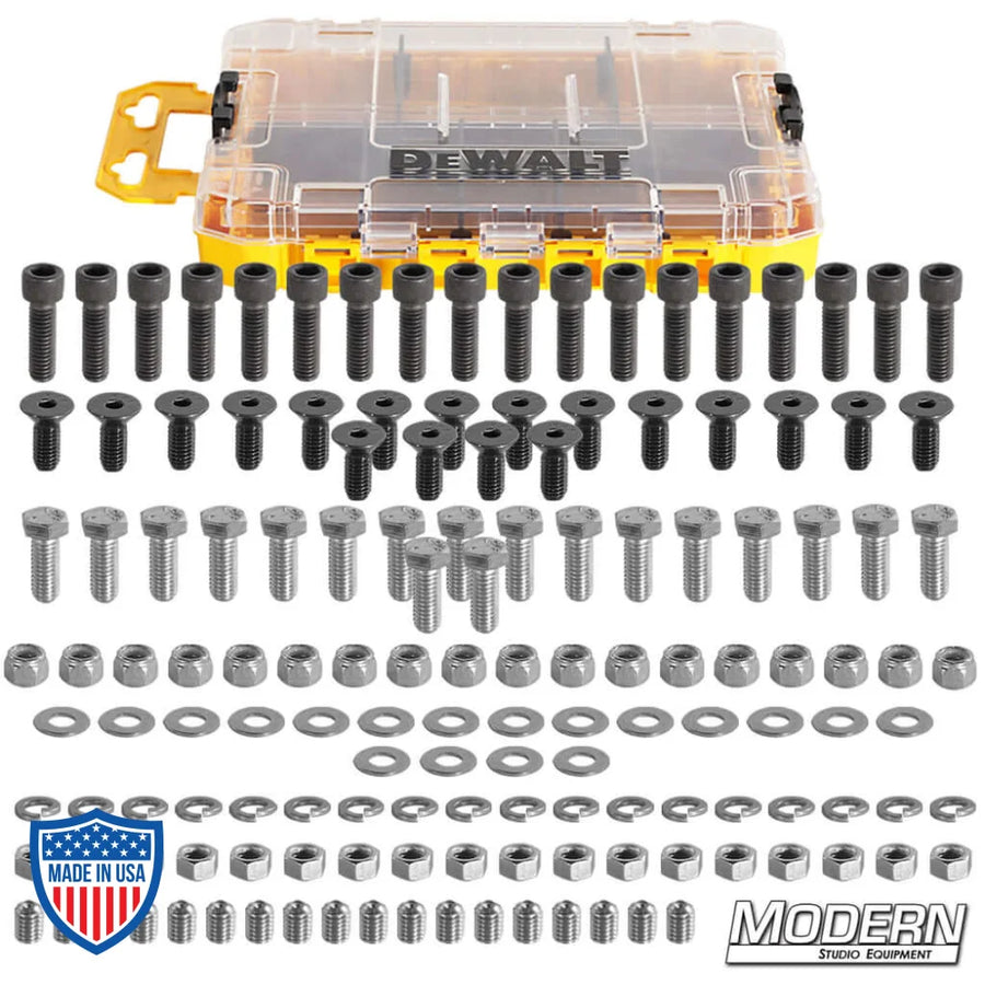 Nuts and Bolts Assortment Kit in DeWalt® Toughcase for film grip and rigging.