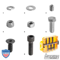 Nuts and Bolts Assortment Kit in DeWalt® ToughCase, featuring various screws, nuts, washers, and a connectable system, ideal for film rigging and grip.