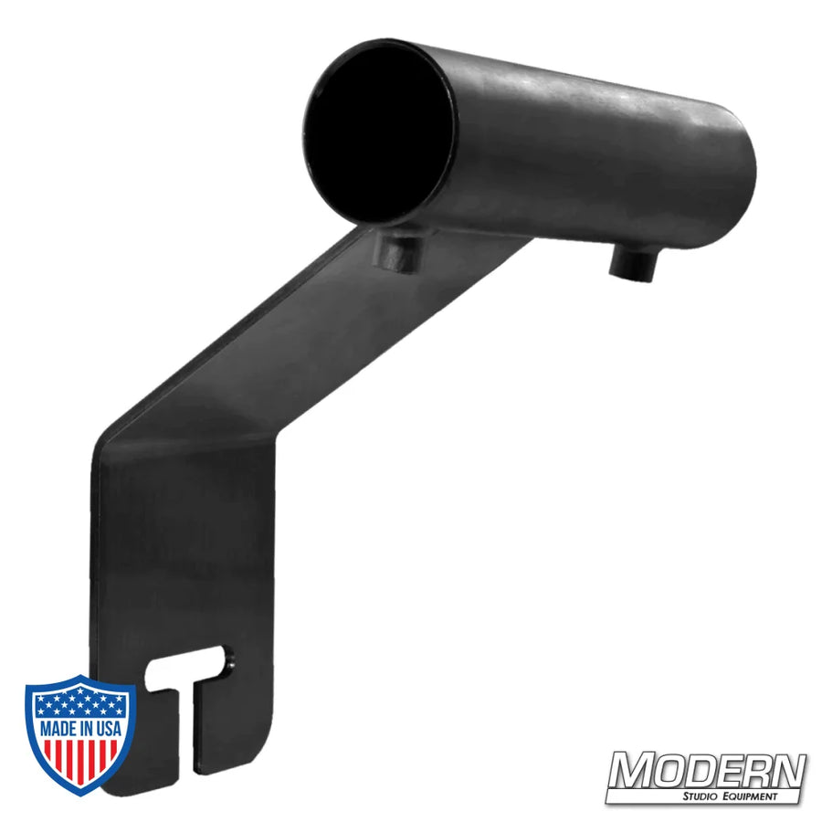 Offset Ear for 1-1/2" Speed-Rail® black zinc adapter with set screws for attaching schedule 40 aluminum onto gobo/grip head. Ideal for film rigging.