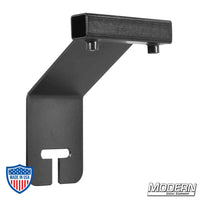 Black zinc offset ear with set screws for 1" square tube, ideal for film grip and rigging equipment.