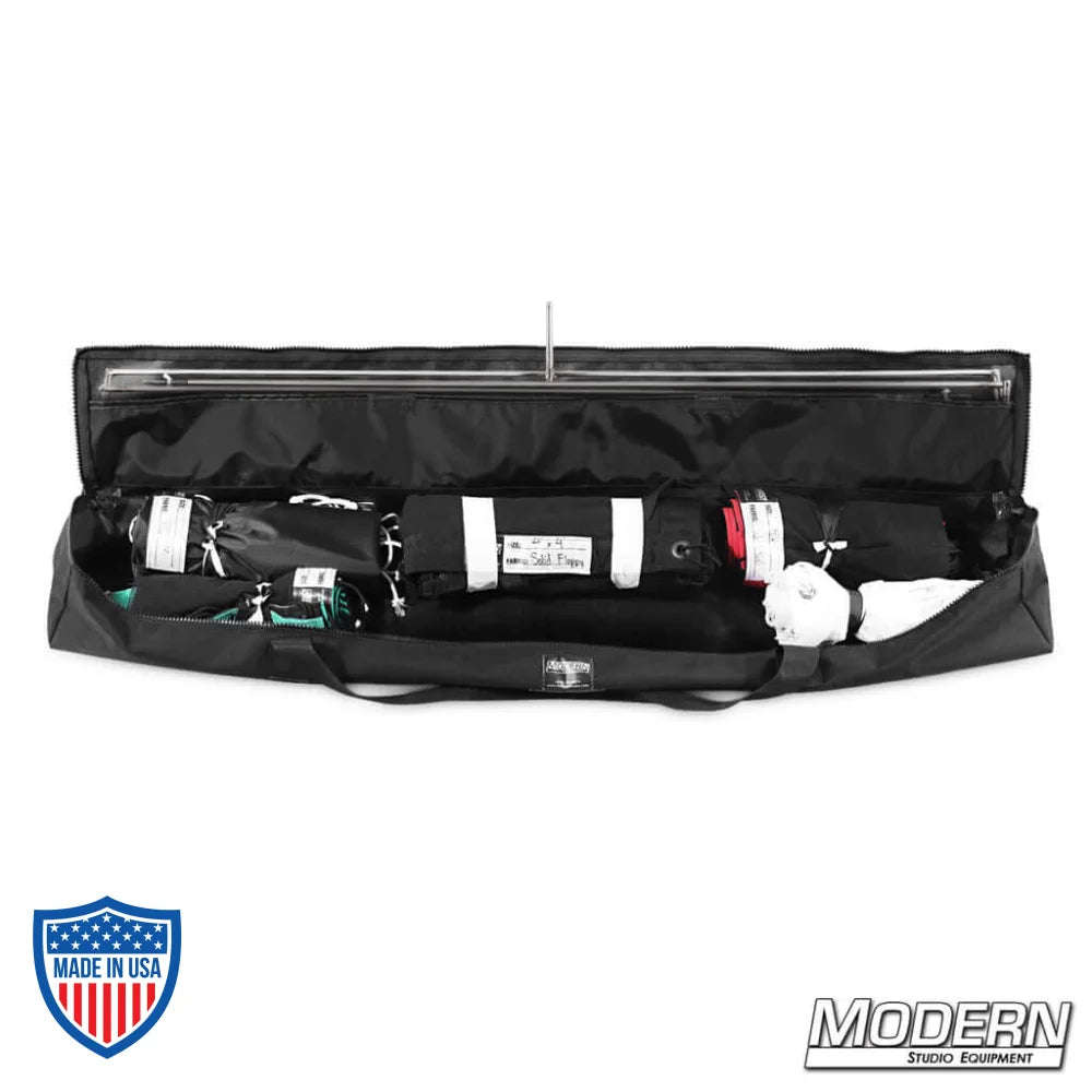 On the Go 48" x 48" Foldable Frame Kit packed in a custom bag for film grip and rigging equipment.