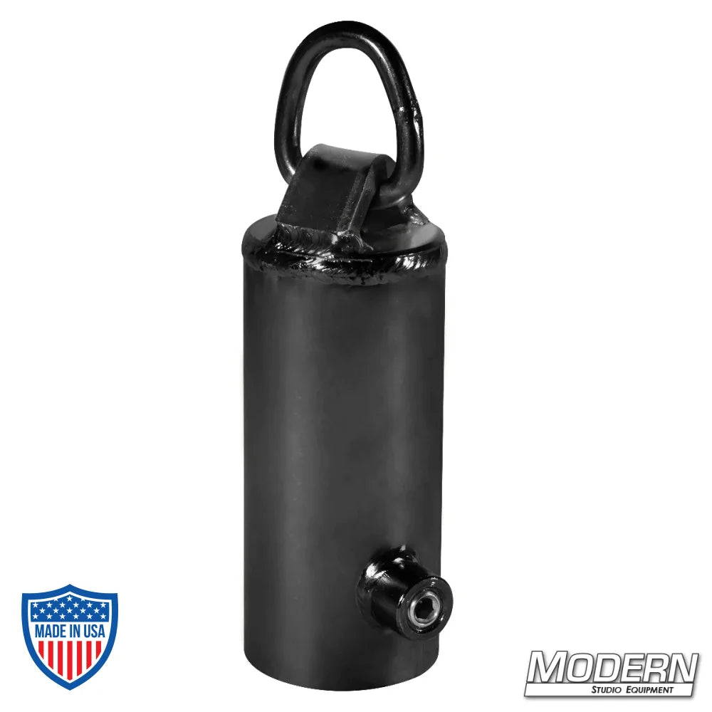 Pipe Cap with D-Ring for 1-1/4" Speed-Rail, black zinc finish, steel fitting for film grip rigging.