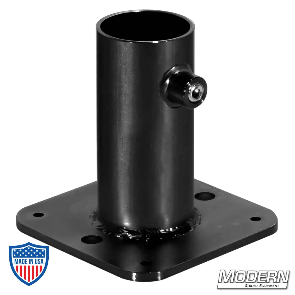 Pipe Flange Base for 1-1/2" Speed-Rail® in Black Zinc for film grips and rigging applications
