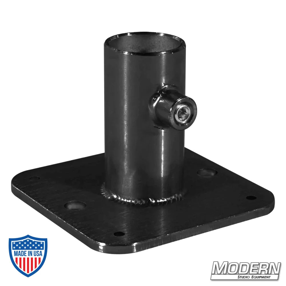 Black Zinc Pipe Flange Base for 1-1/4" Speed-Rail® used in film grip and rigging