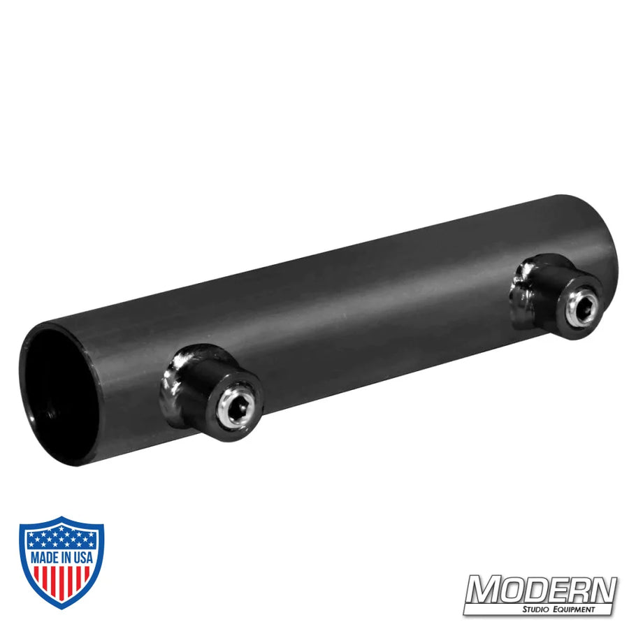 Black zinc pipe frame sleeve for 3/4" round, used in film grip and rigging, coupler for joining two pieces of 3/4" Speed-Rail®.
