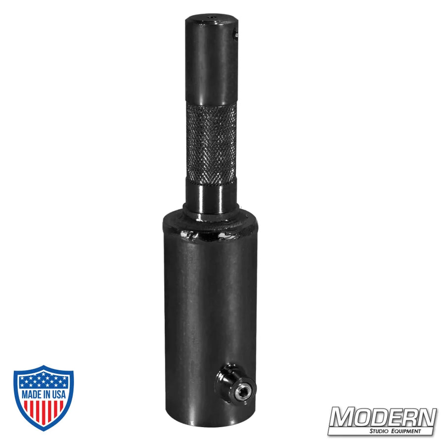 Pipe Receiver to Junior Male for 1-1/2" Speed-Rail® - Black Zinc with Set Screw for film grip rigging