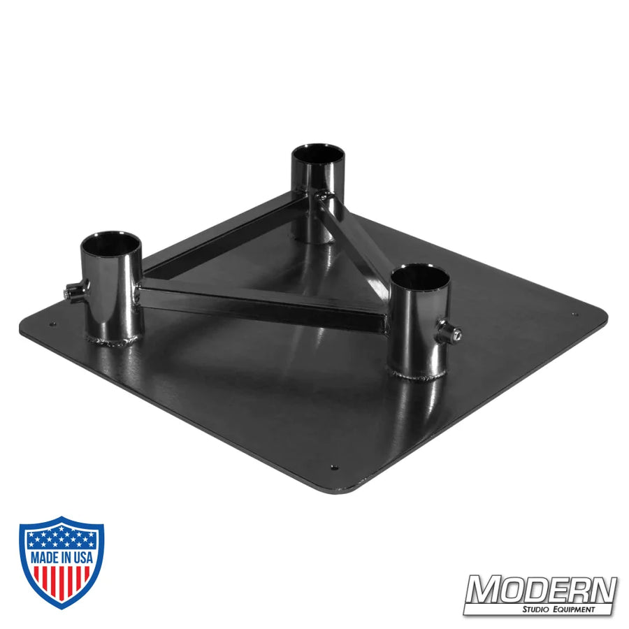 Steel pipe truss base for 1-1/2" Speed-Rail®, 14" x 14" rigging component for film grip equipment