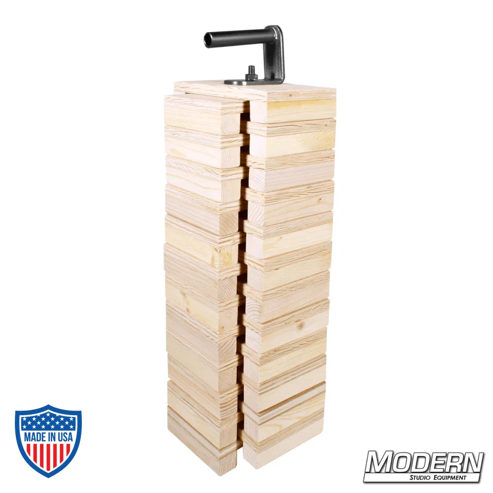 Quarter Basso Block Set with Handle - 24 small basso blocks with steel carrier for film grip rigging.
