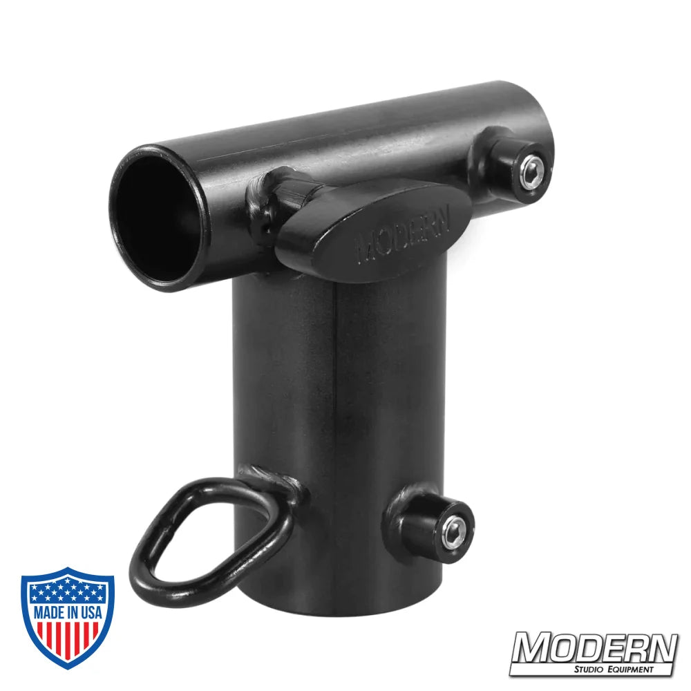 Rear Receiver with Junior Receiver for 1-1/2" Speed-Rail® in black zinc, ideal for film grip and rigging equipment.