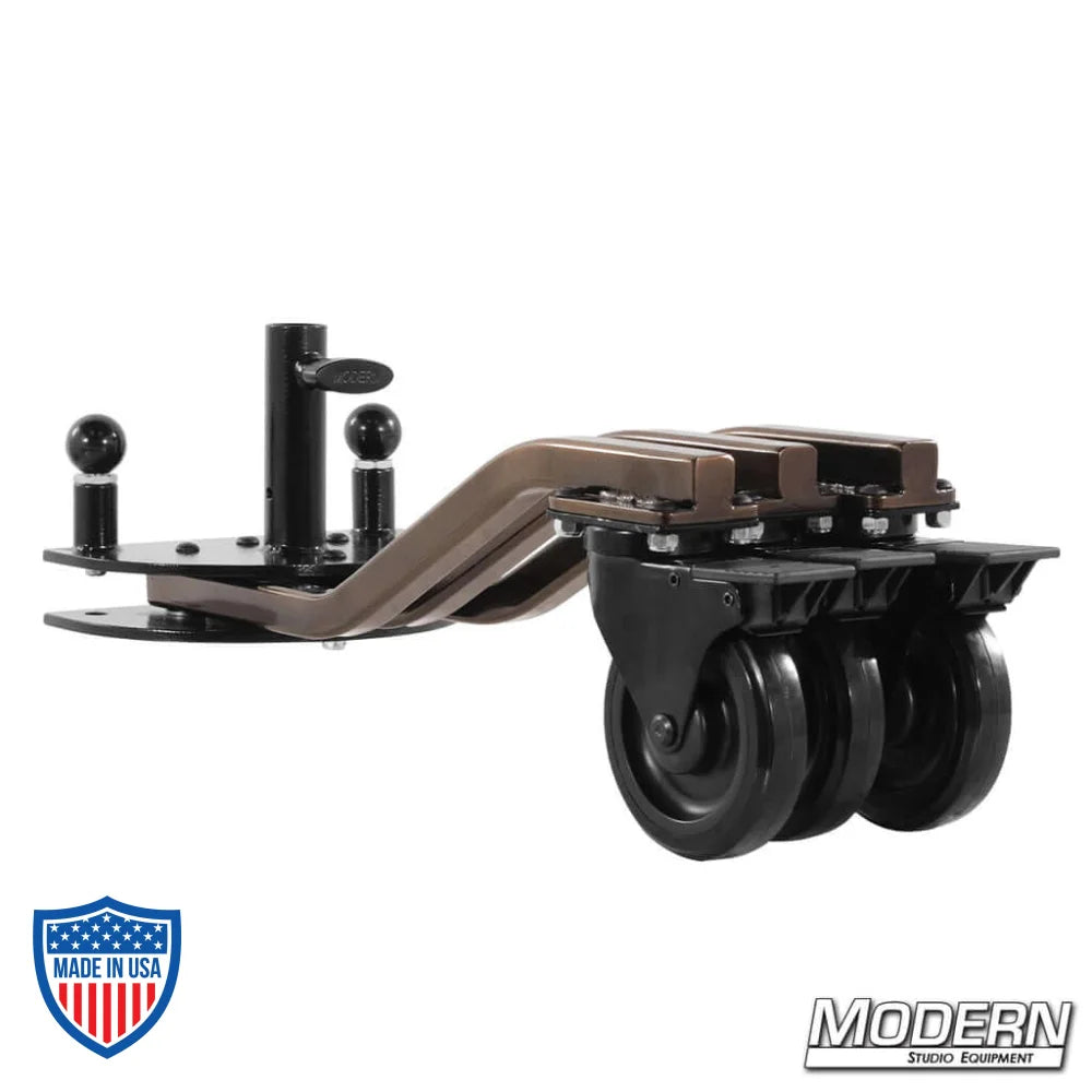 Rolling Spider Base for film grip and rigging with sturdy wheels, designed for stable and mobile support of lighting fixtures and equipment on set.