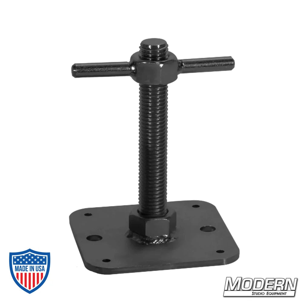 Black zinc screw jack for Speed-Rail Wallspreader (1-1/4" & 1-1/2"), essential for film grip and rigging tasks.