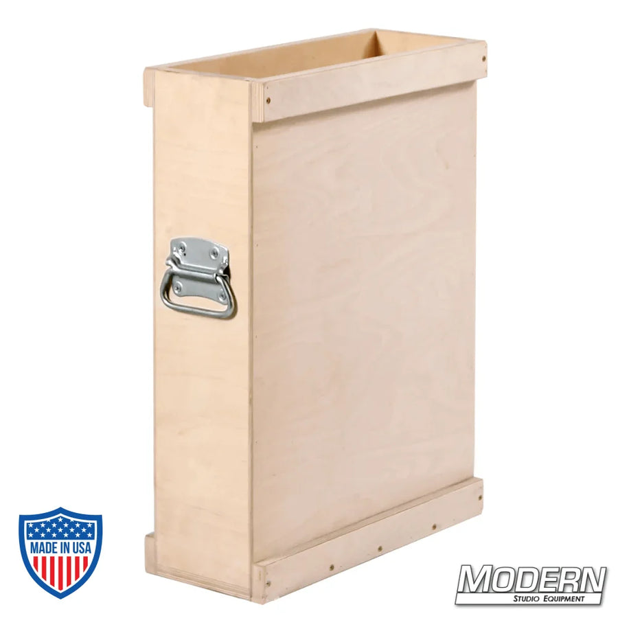 Wooden Scrim and Flag Box with handles for film grip and rigging equipment storage.