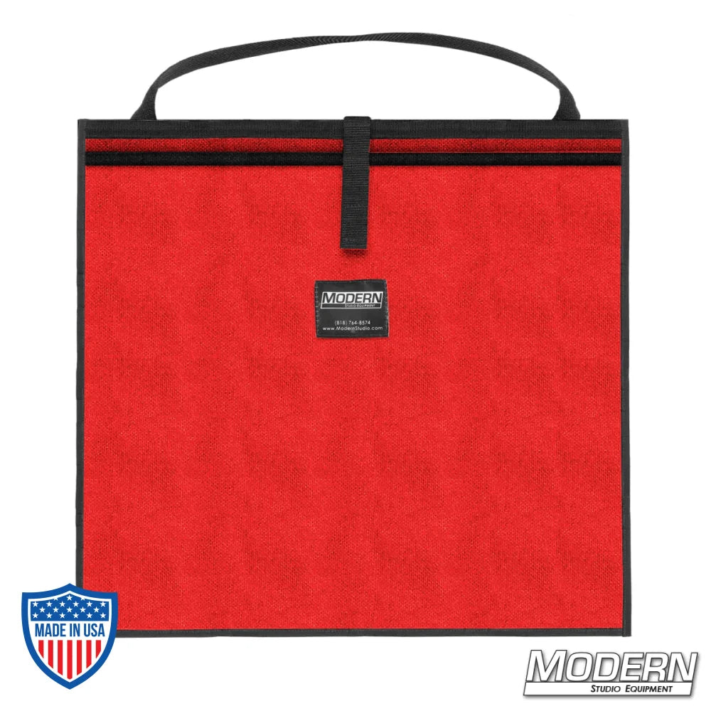 Red Modern Scrim Bag for 18-1/2" with handle for film grip and rigging, keeping lighting scrims organized and in shape with Cordura 1000 and stainless steel rod.