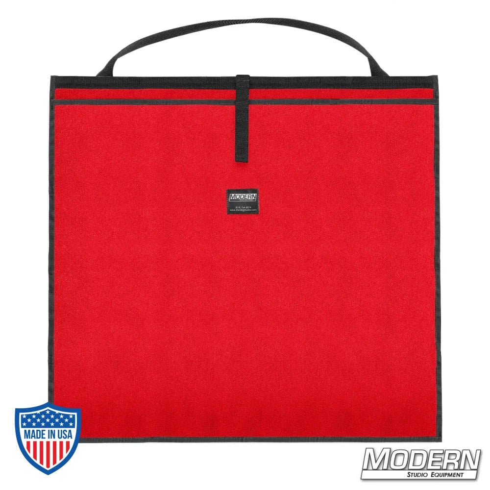 Modern Studio Equipment red Scrim Bag for 32” used for organizing lighting scrims in film grip rigging setups.