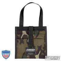 Camouflage Scrim Bag for 5" by Modern Studio Equipment, designed for film grip and rigging, made with Cordura 1000 and a stainless steel rod.