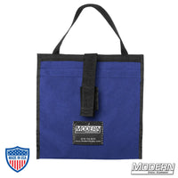 Blue Modern Scrim Bag for 9" lighting scrims, made from Cordura 1000 with a sewn-in stainless steel rod for film, grip, and rigging professionals