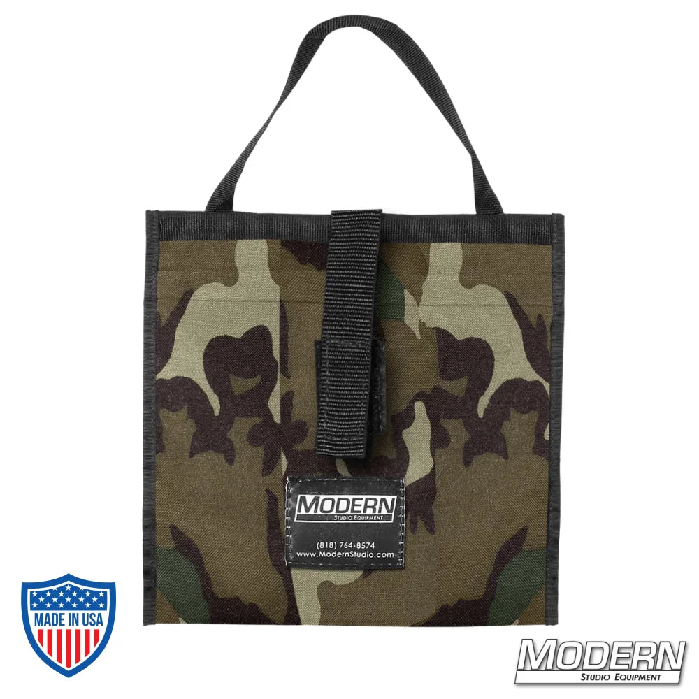 Camouflage Modern Scrim Bag for 9" with Cordura 1000 and stainless steel rod for film grip and rigging equipment organization.
