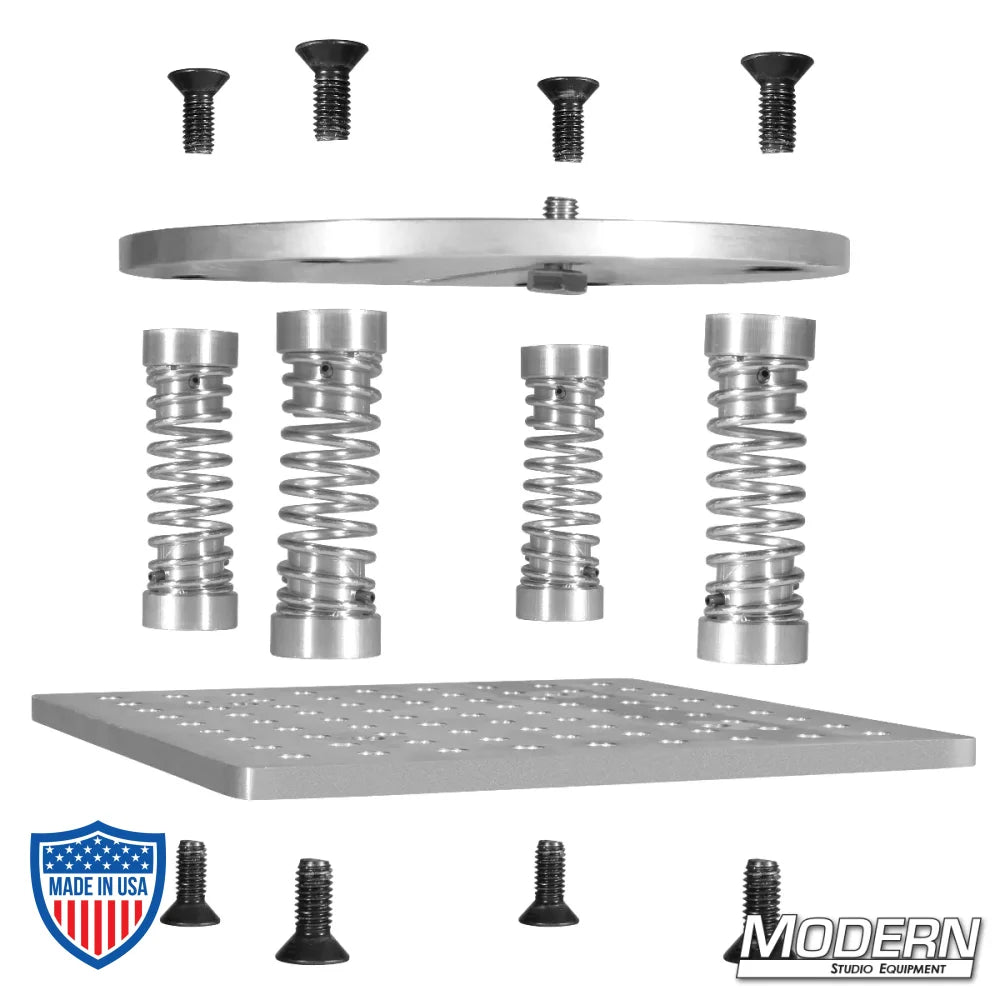 Shaky Cam with 3/8" Slot, showing 6061 aluminum slotted plate, high strength springs, and screws for film grip rigging.