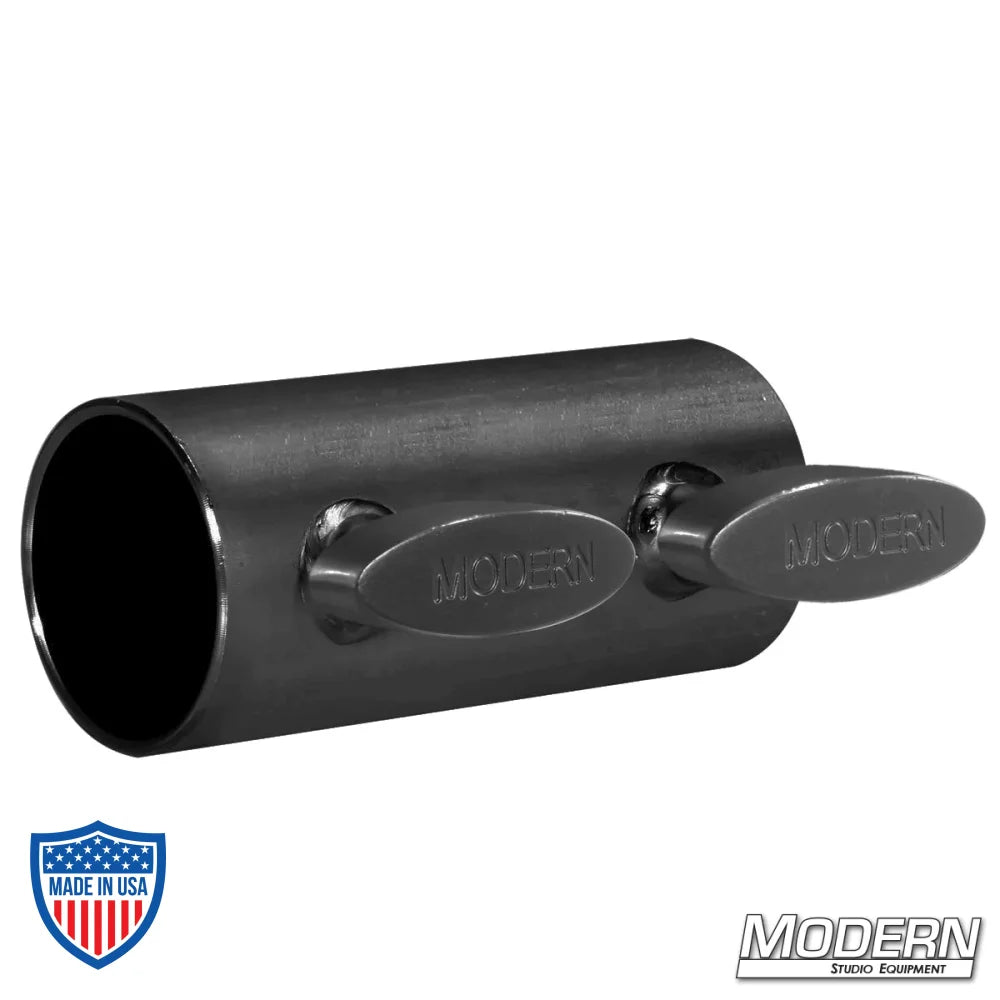 Short Sleeve for 1-1/2" Speed-Rail® - Black Zinc with T-Handles, used for film grip and rigging. Length: 4".