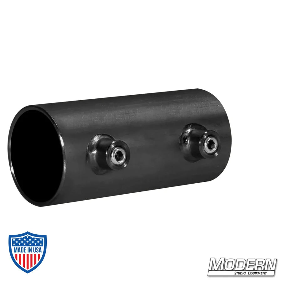 Short sleeve for 1-1/4" Speed-Rail® - Black Zinc Coupler with Set Screws for film grip rigging.