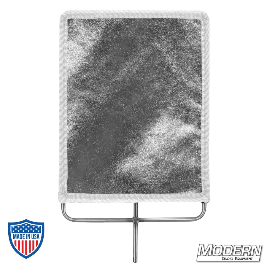 Silver Lame fabric on 304 stainless steel frame for film grip rigging, providing soft reflected bounce light.