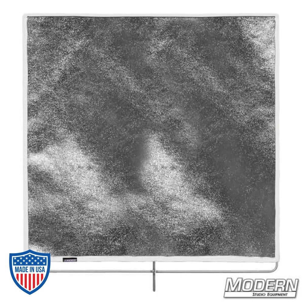 Silver Lame fabric on 304 military grade stainless steel frame for film grip rigging, 48" x 48", soft reflective bounce material.