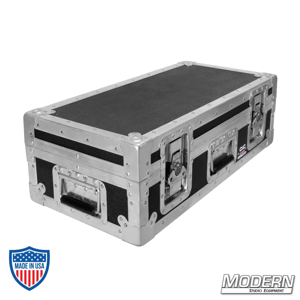 Skateboard dolly case for film grip rigging with robust design and multiple handles for easy transport.