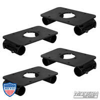 Set of 4 Skateboard Spreaders without Wheels for 1-1/2" Speed-Rail®, Black Zinc. Ideal for film grip and rigging tasks.