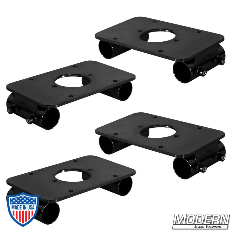 Skateboard Spreader without Wheels for 1-1/4" Speed-Rail® (Set of 4) in Black Zinc for film grip rigging.