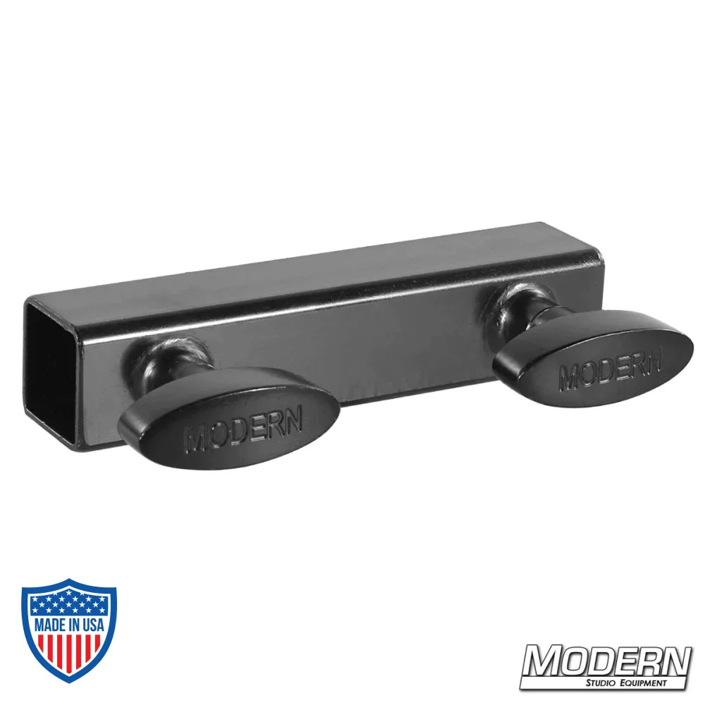 Sleeve for 1" square tube in black zinc with T-handles for film grip and rigging.