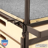 Small steel grip cart with wooden drawers for film rigging, featuring fixed carefree casters and swivel casters with brake.