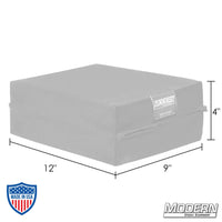 Small foldable kneeling pad made from Cordura 1000 material for film grip and rigging, measuring 12"x9"x4" by Modern Studio Equipment