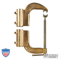 Speed C-Clamp for 1-1/4" Speed-Rail® with Set Screws for film grip rigging, two dom receivers welded on opposite halves of 8" forged clamp