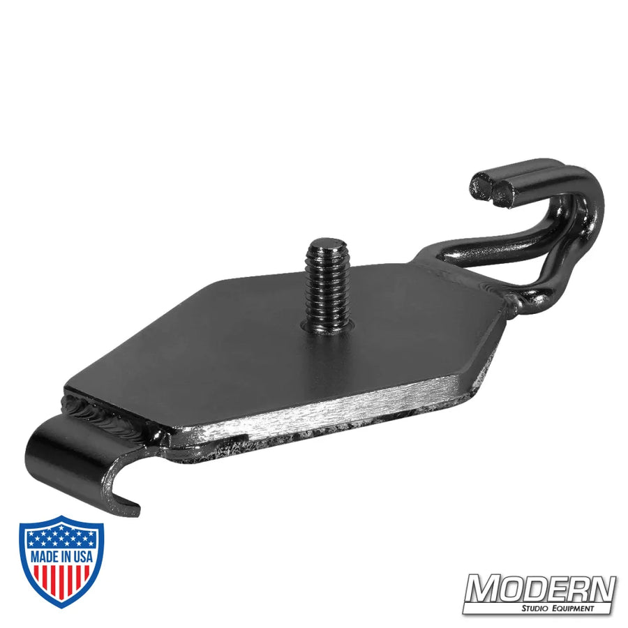 Steel Speed-Rail® Door Mount Hook Only in Black Zinc, used in film grip and rigging to grab car doors.