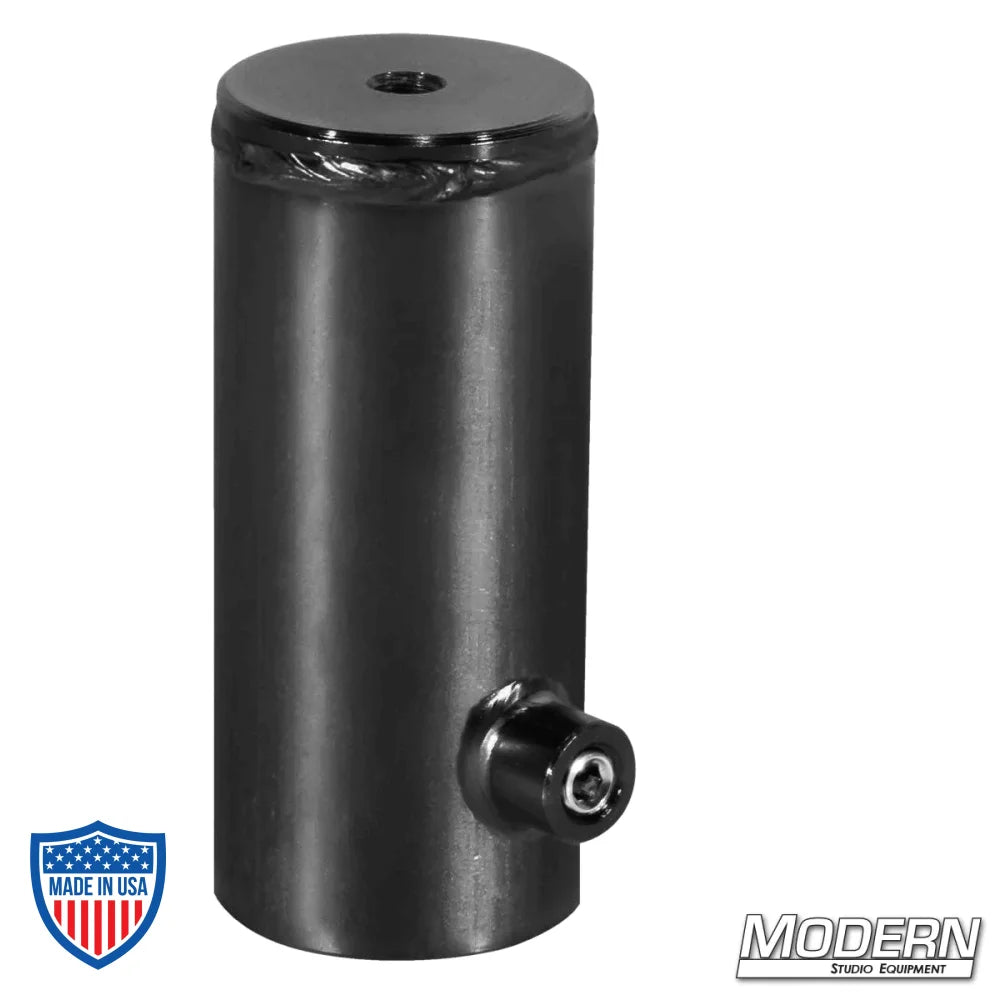 Speed-Rail® Receiver for 1-1/2" to 3/8" female thread - black zinc with set screws for film grip rigging.