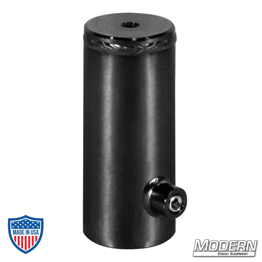 Speed-Rail® Receiver for 1-1/4" to 3/8" Female Thread, Black Zinc with Set Screw, for film grip rigging.