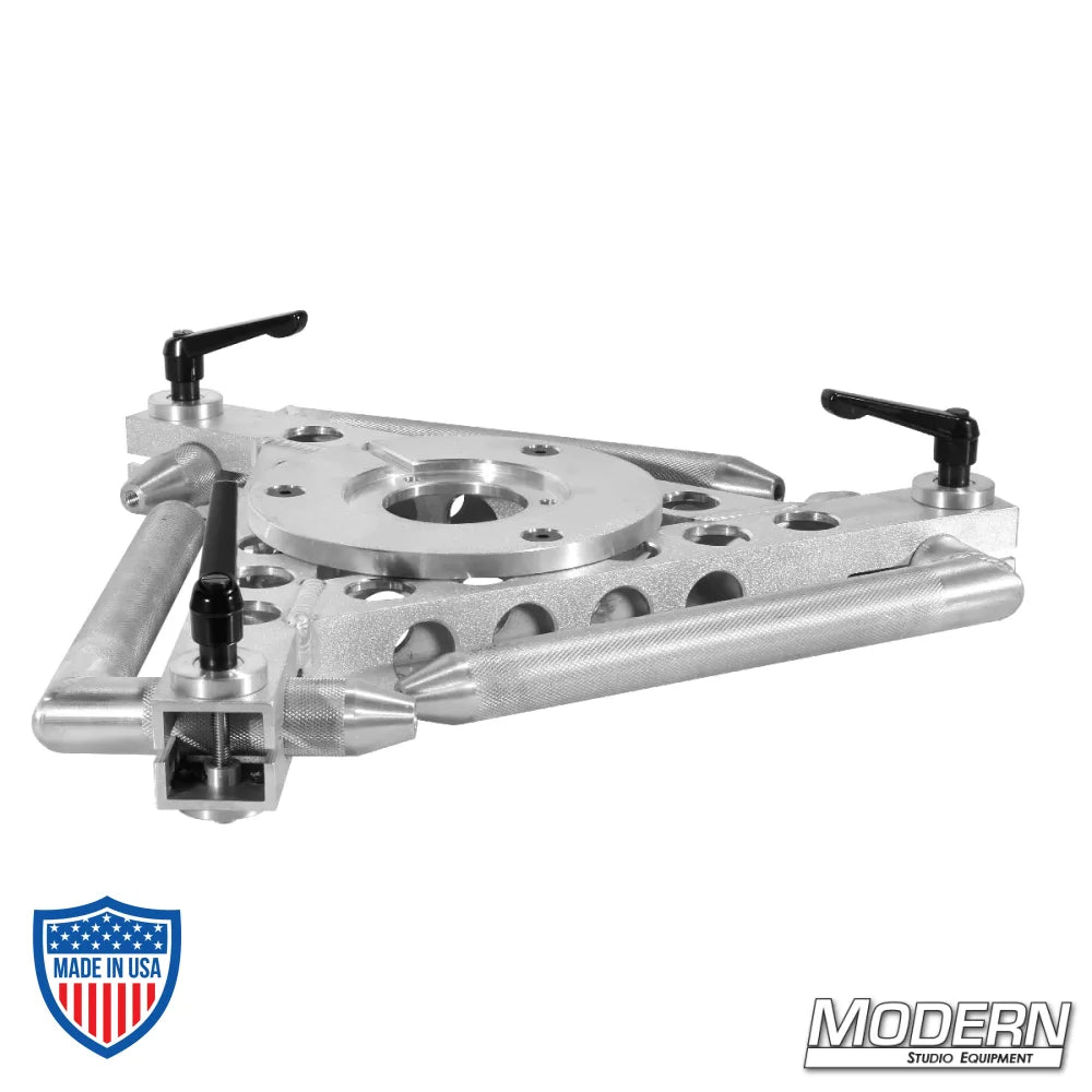 Spider Hi-Hat with Mitchell Plate for film grip and rigging, featuring 3 pivoting legs, made from durable 6061 aluminum.