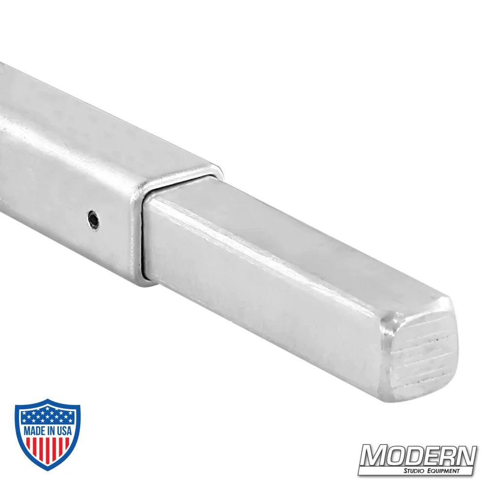 3/4" square aluminum tube with male pin for film grip and rigging.