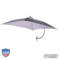 Square John Deere umbrella with 1-1/8" junior pin for film grip and rigging, comes with weather-resistant cover.