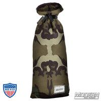 Extra large camouflage storage bag for film grip and rigging, featuring nylon cord for easy tying and plastic sleeve for labeling.