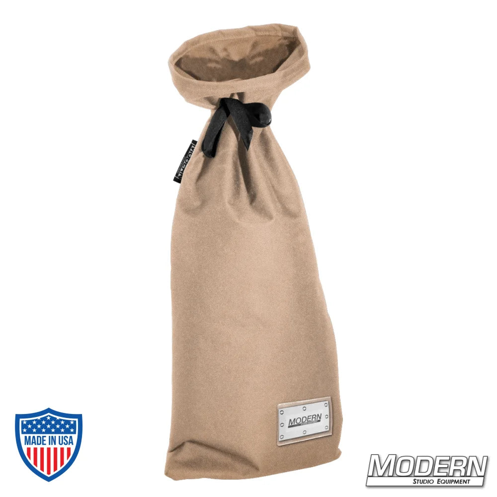 Medium storage bag for film grip rigging with nylon cord for easy tying and plastic sleeve for labeling. 14" wide, 34" long.
