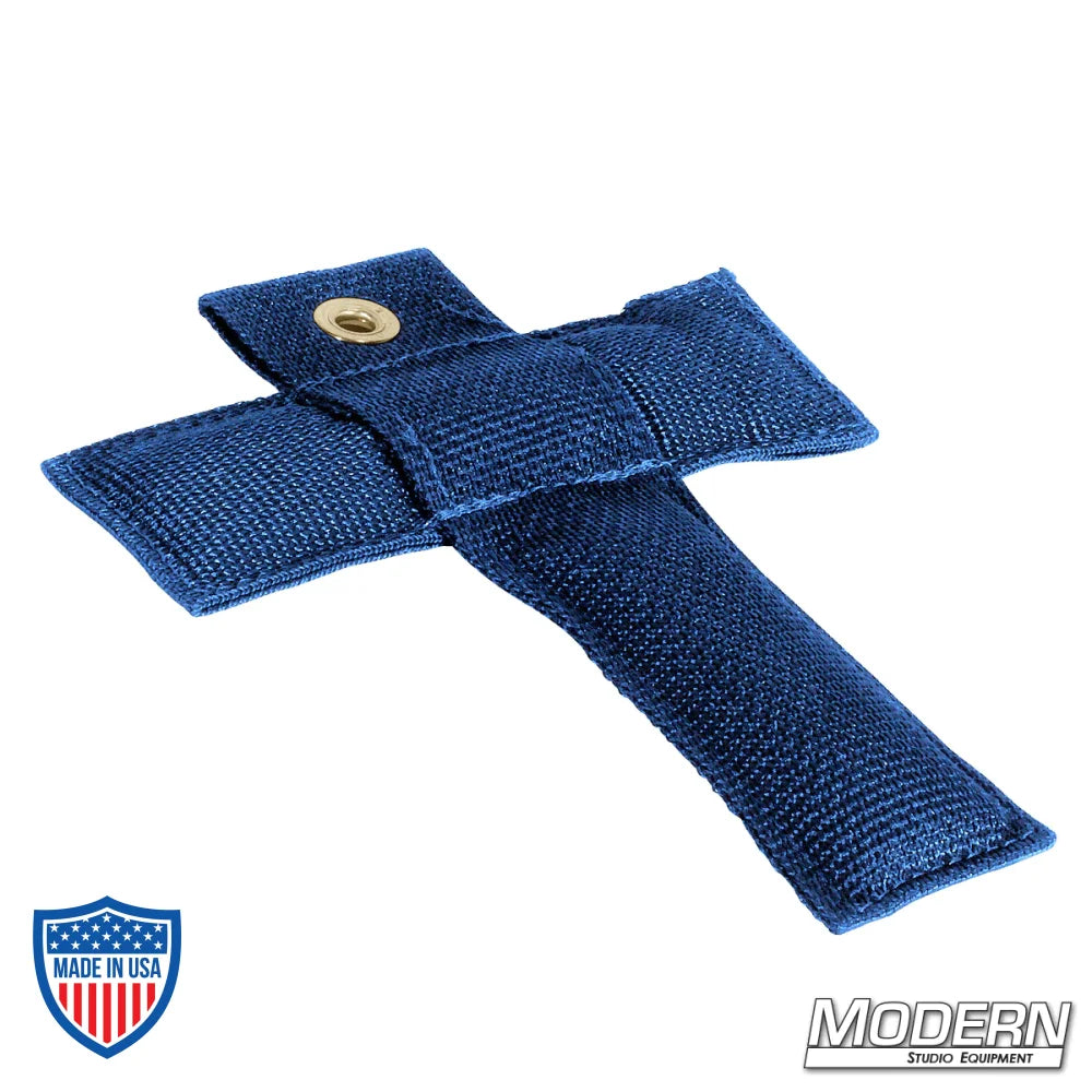 Modern T Marker in blue, durable actor's mark for film grip and rigging, made of Cordura 1000, 6"es long and filled with shot.