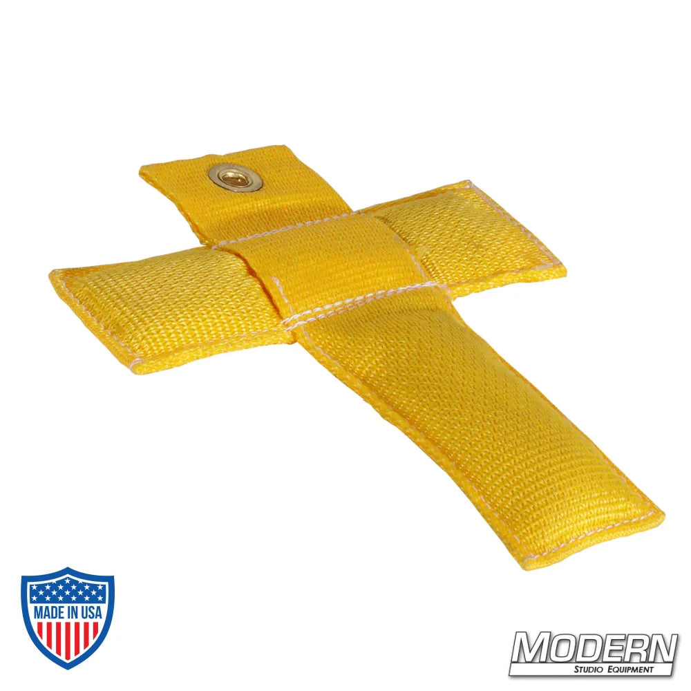 Modern's T Marker for actors' positions in film rigging, made of durable Cordura 1000, 6" long, yellow with shot fill for stability.