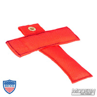 Durable red T markers for actors' positions on stage, made from Cordura 1000, ideal for film grip and rigging.