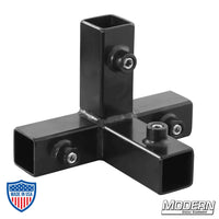 Tee with Brace for 1" Square Tube - Black Zinc for film grip rigging