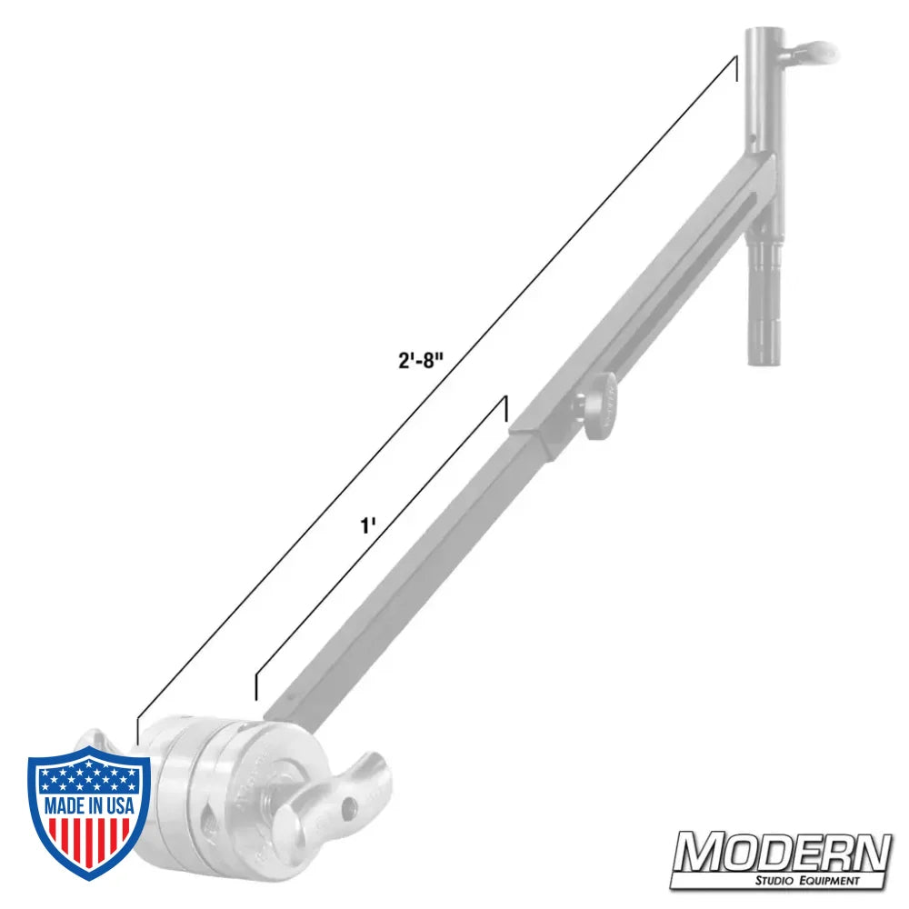 Telescoping Grip Helper Saver rigging device for film with 1 foot extension arm, 4-1/2" grip head, and Modern Studio Equipment logo